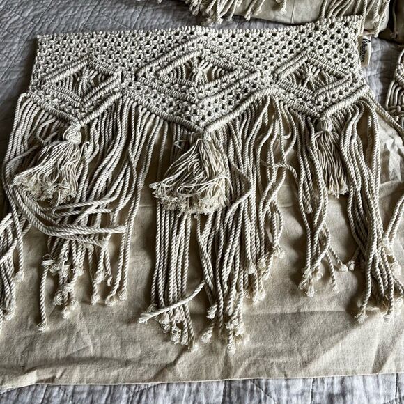 Boho Macrame Pillow Covers Set of 4 100% Cotton Fringe Throw Pillowcases Cream‎ - Picture 2 of 9